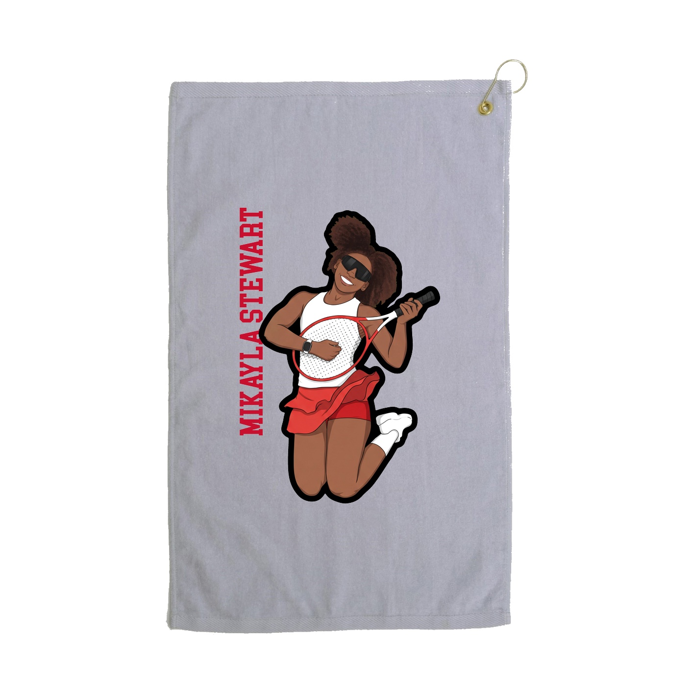 Golf Towel — Name Vertical in Grey