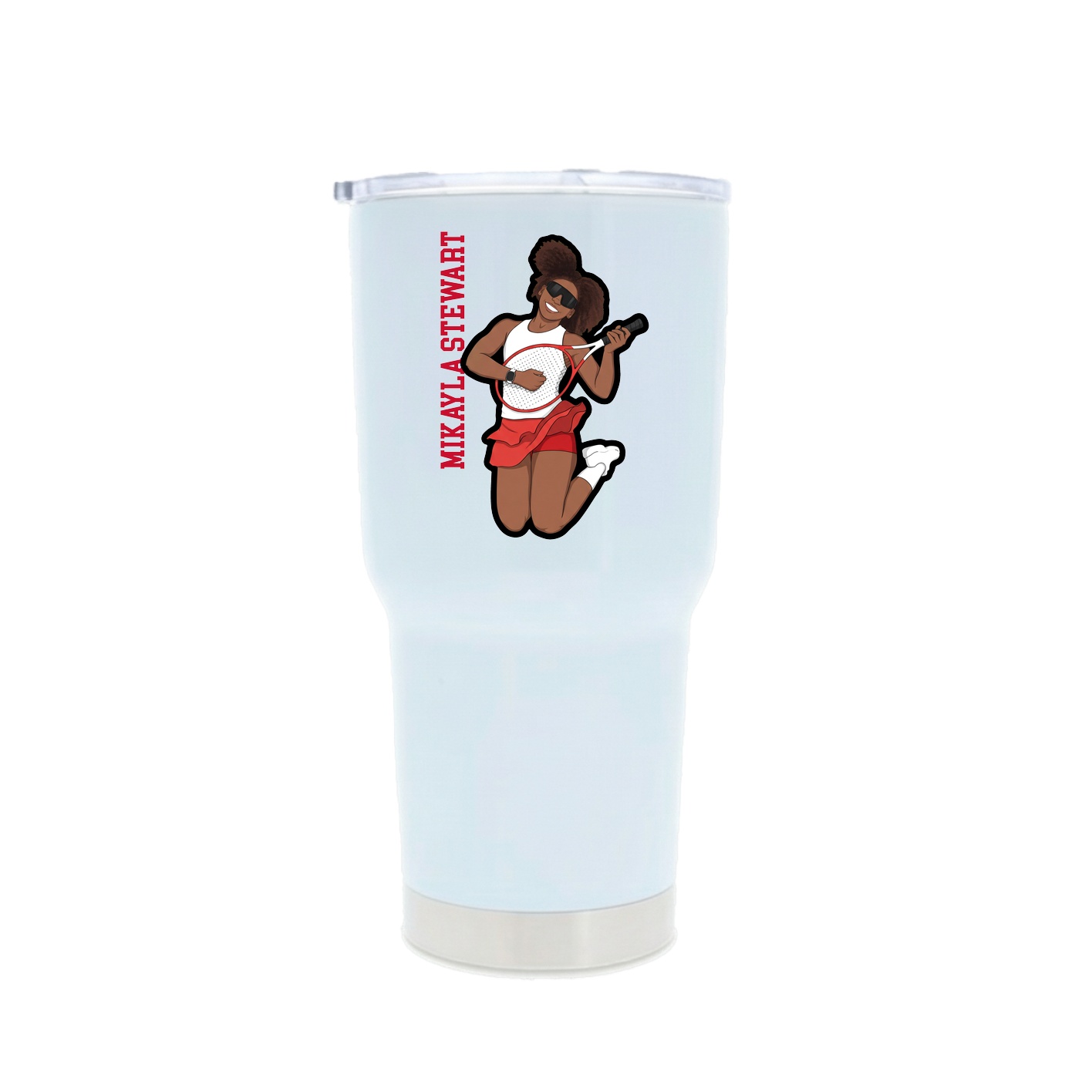30oz Stainless Steel Tumbler — Name Vertical in White