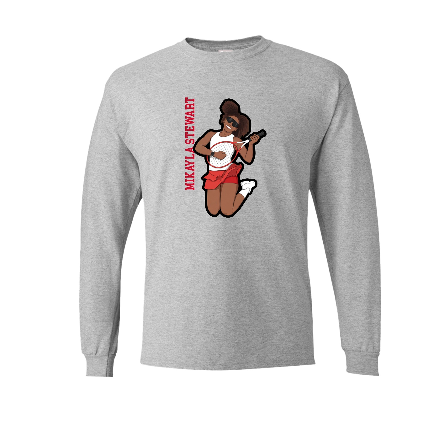Long Sleeve Tee — Name Vertical in Grey