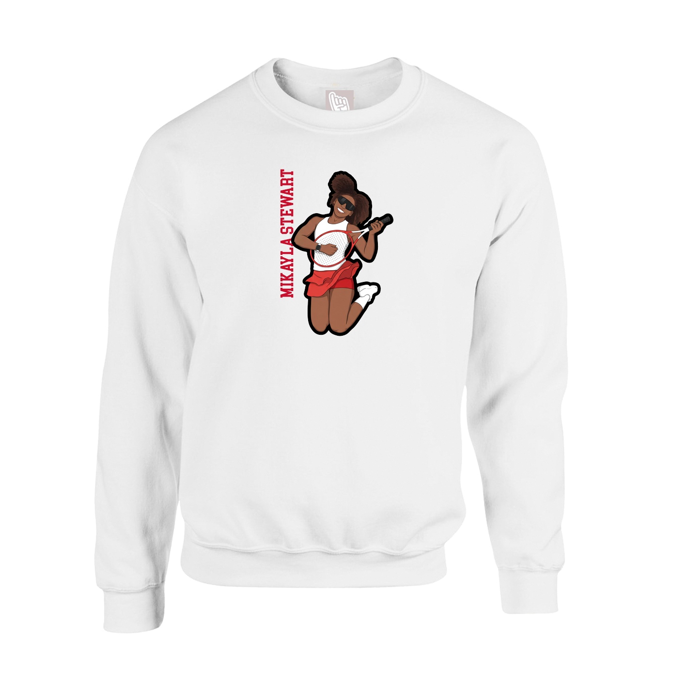 Fleece Crew — Name Vertical in White