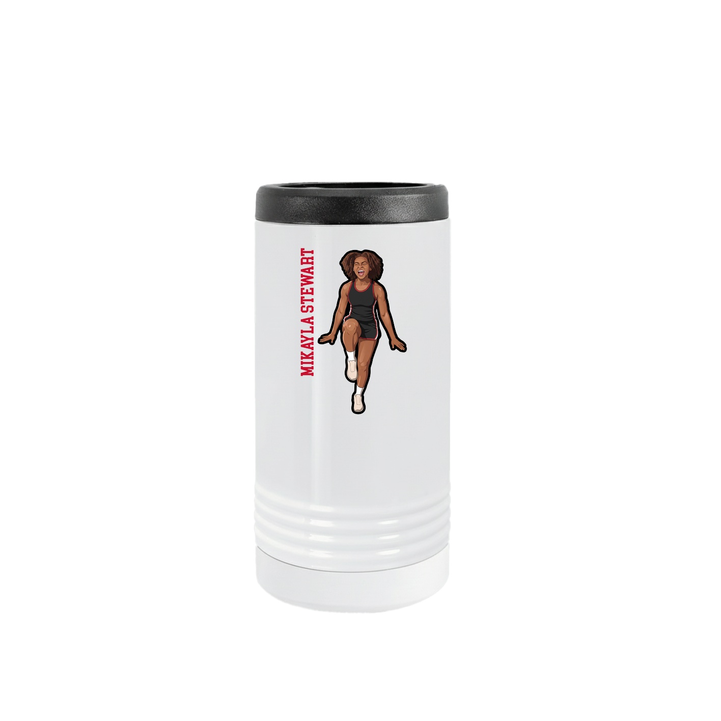 Slim Beverage Holder — Name Vertical in White
