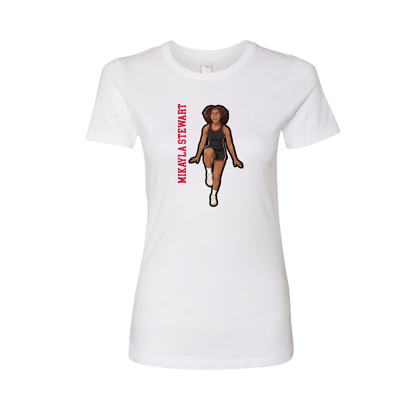 Womens Tee — Name Vertical in White