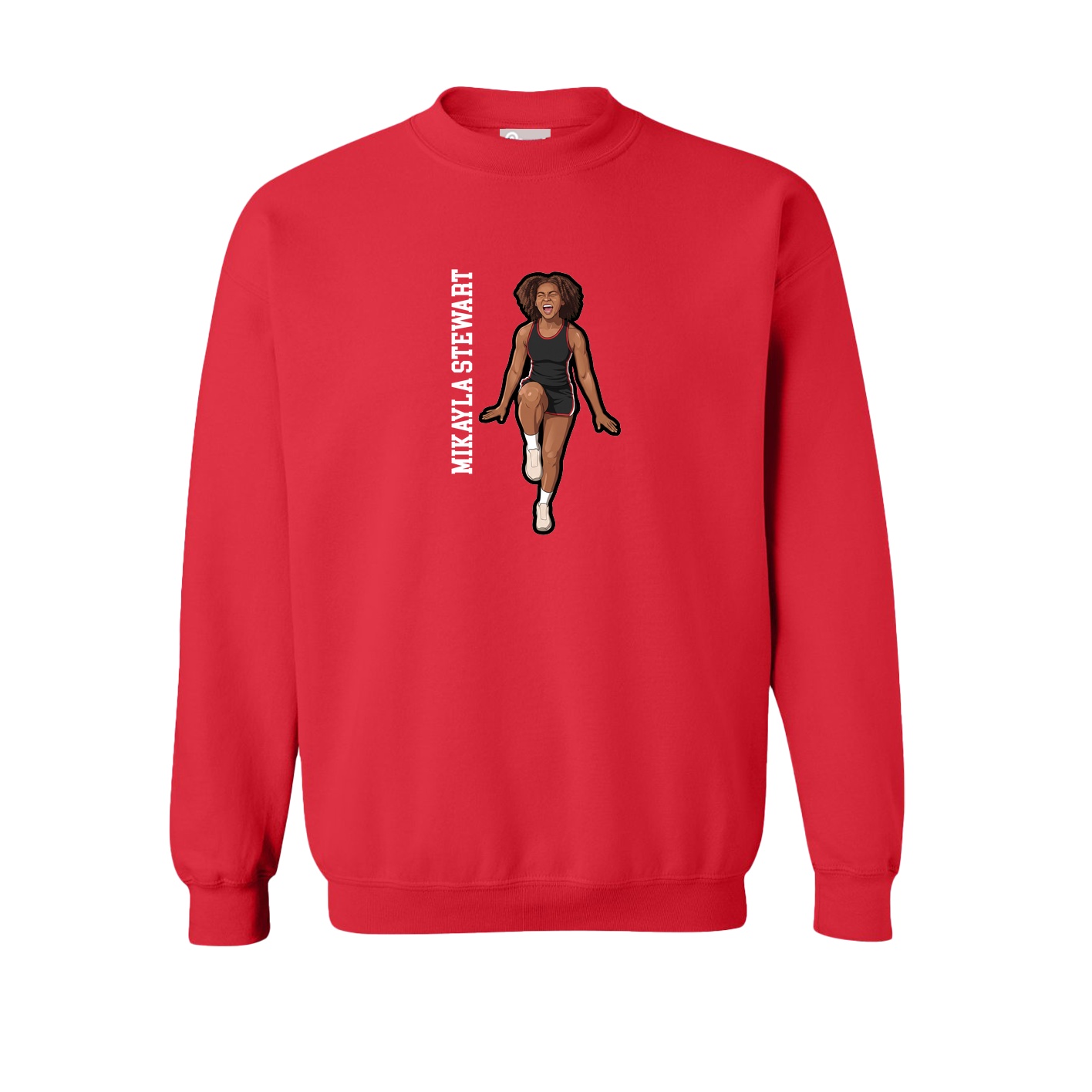 Fleece Crew — Name Vertical in Red