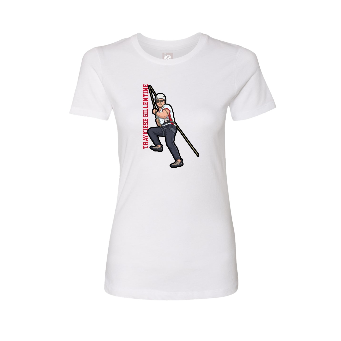 Fitted Women's Tee — Name Vertical in White