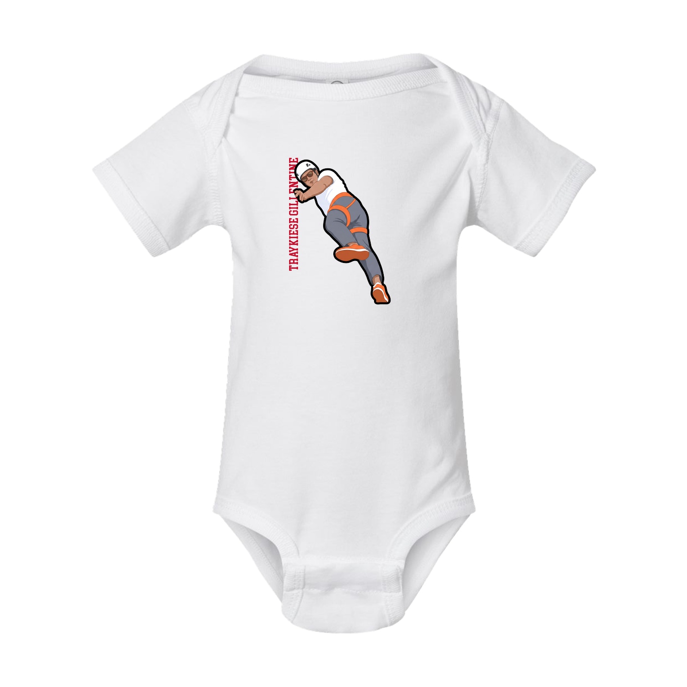 Baby Onesie — Name Vertical in White