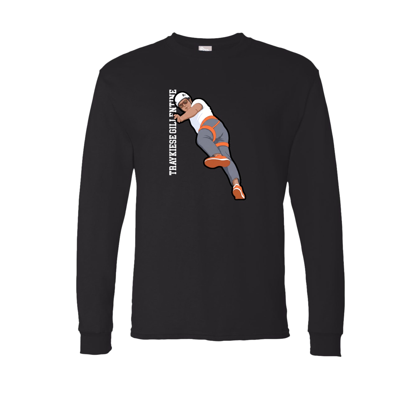 Long Sleeve Tee — Name Vertical in Black