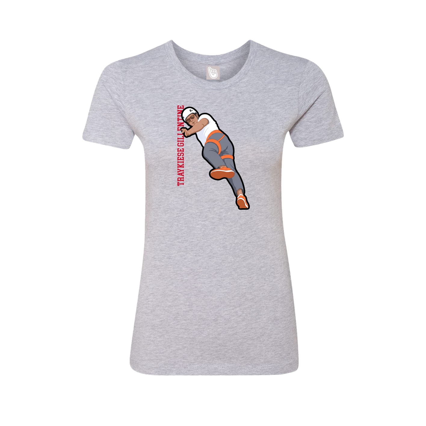Fitted Women's Tee — Name Vertical in Grey