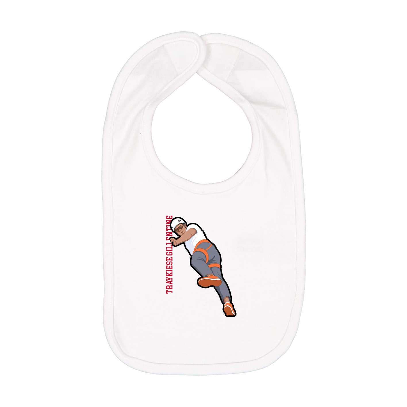 Infant Bib — Name Vertical in White