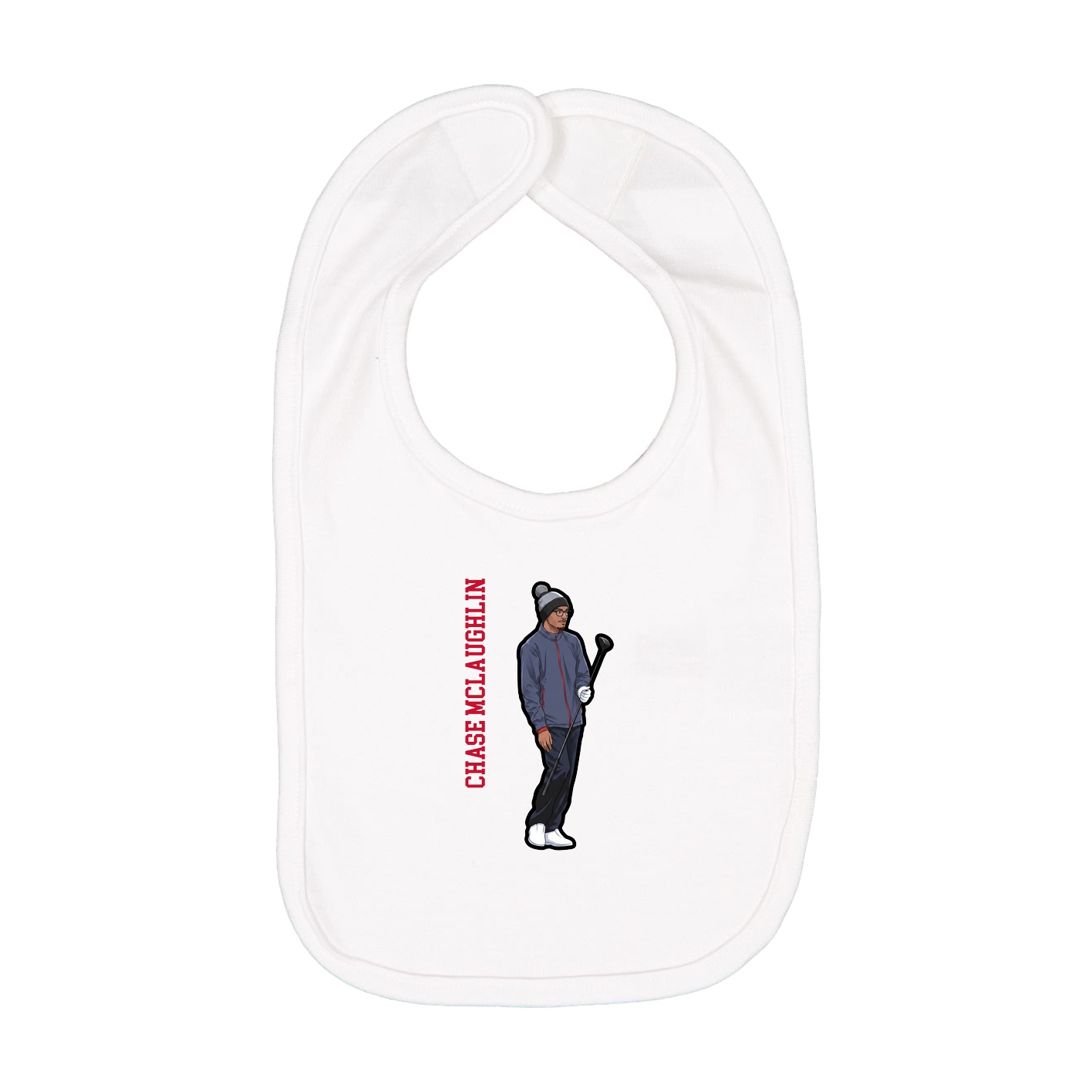 Infant Bib — Name Vertical in White