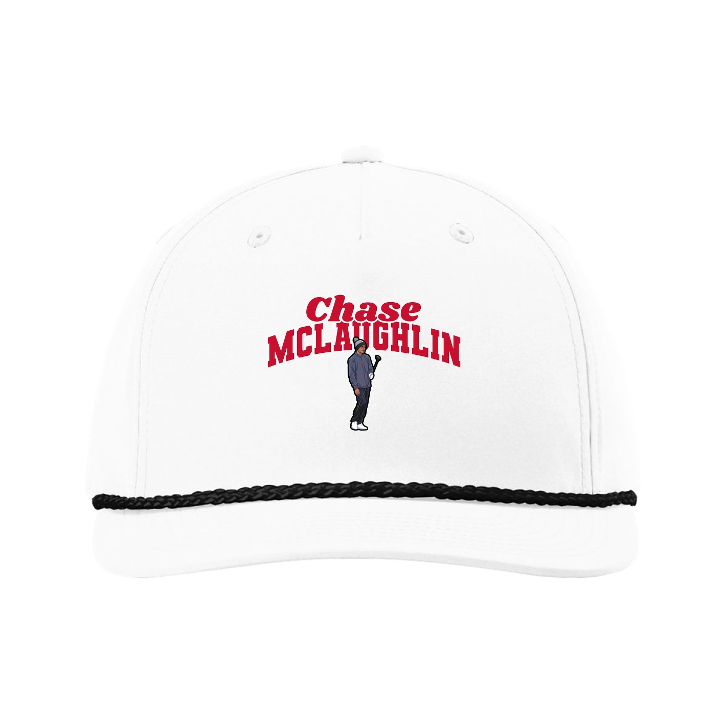 Five-Panel Classic Rope Cap — Signature Arch in White