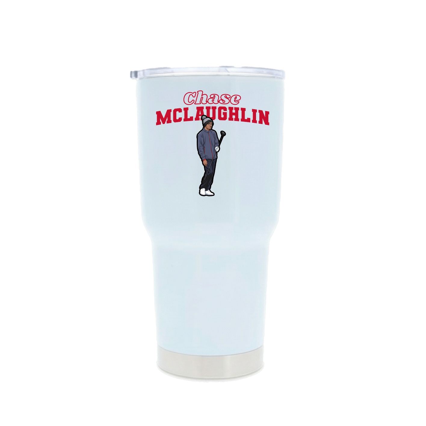 30oz Stainless Steel Tumbler — Name Arch in White