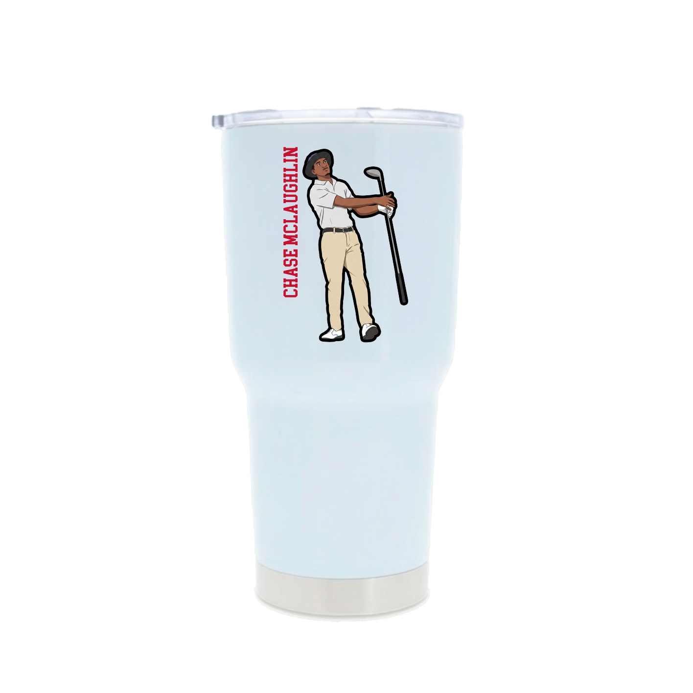 30oz Stainless Steel Tumbler — Name Vertical in White