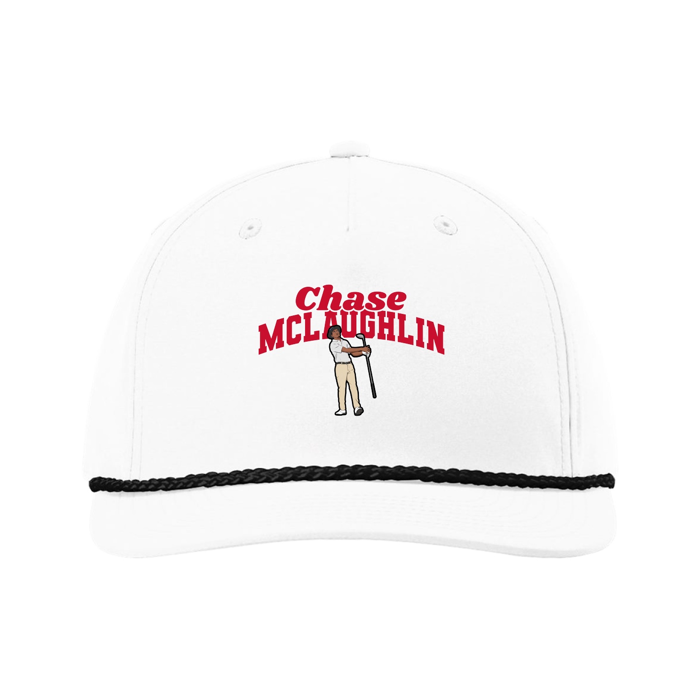 Five-Panel Classic Rope Cap — Signature Arch in White