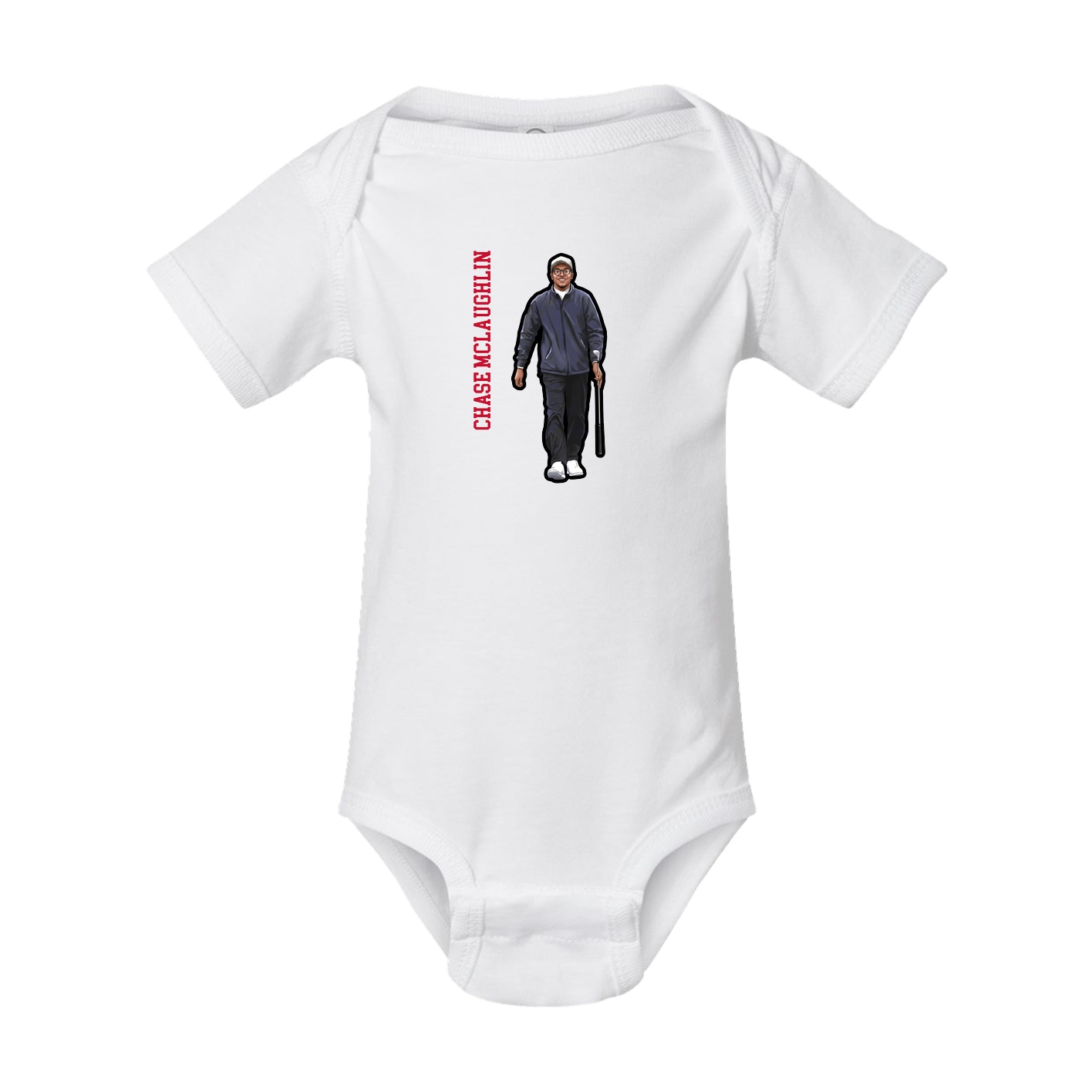 Baby Onesie — Name Vertical in White