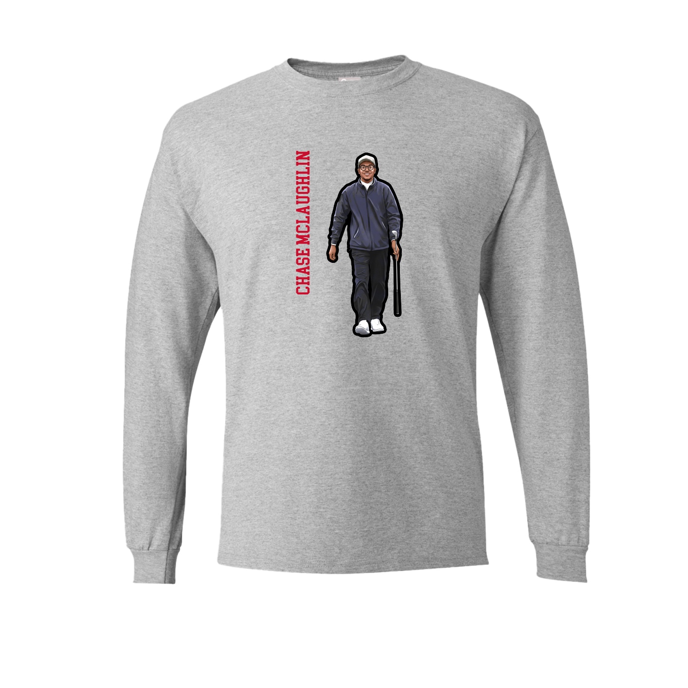 Long Sleeve Tee — Name Vertical in Grey