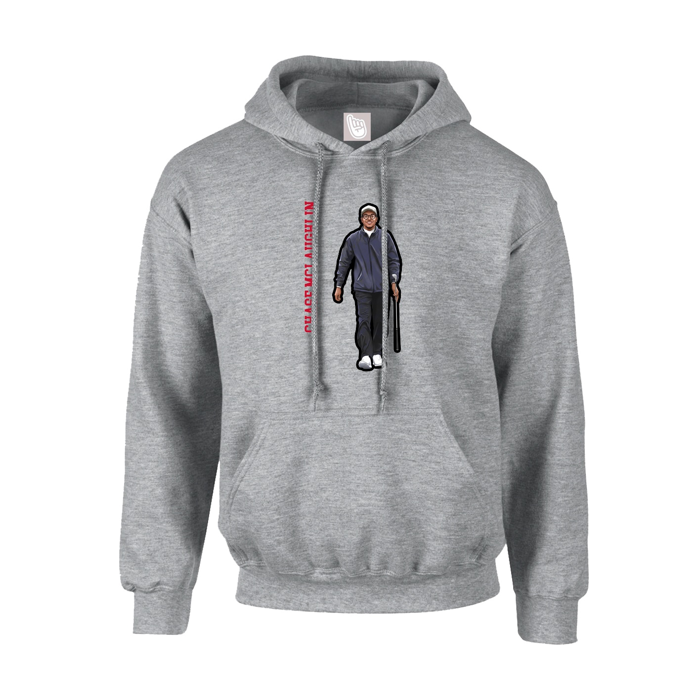 Youth Hoodie — Name Vertical in Grey