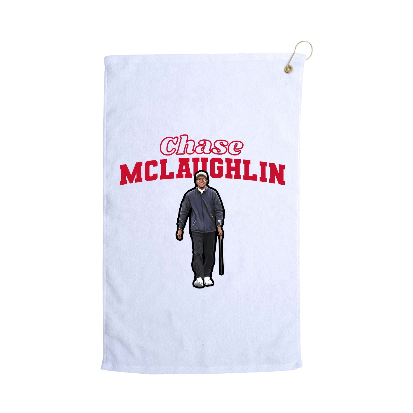 Golf Towel — Name Arch in White