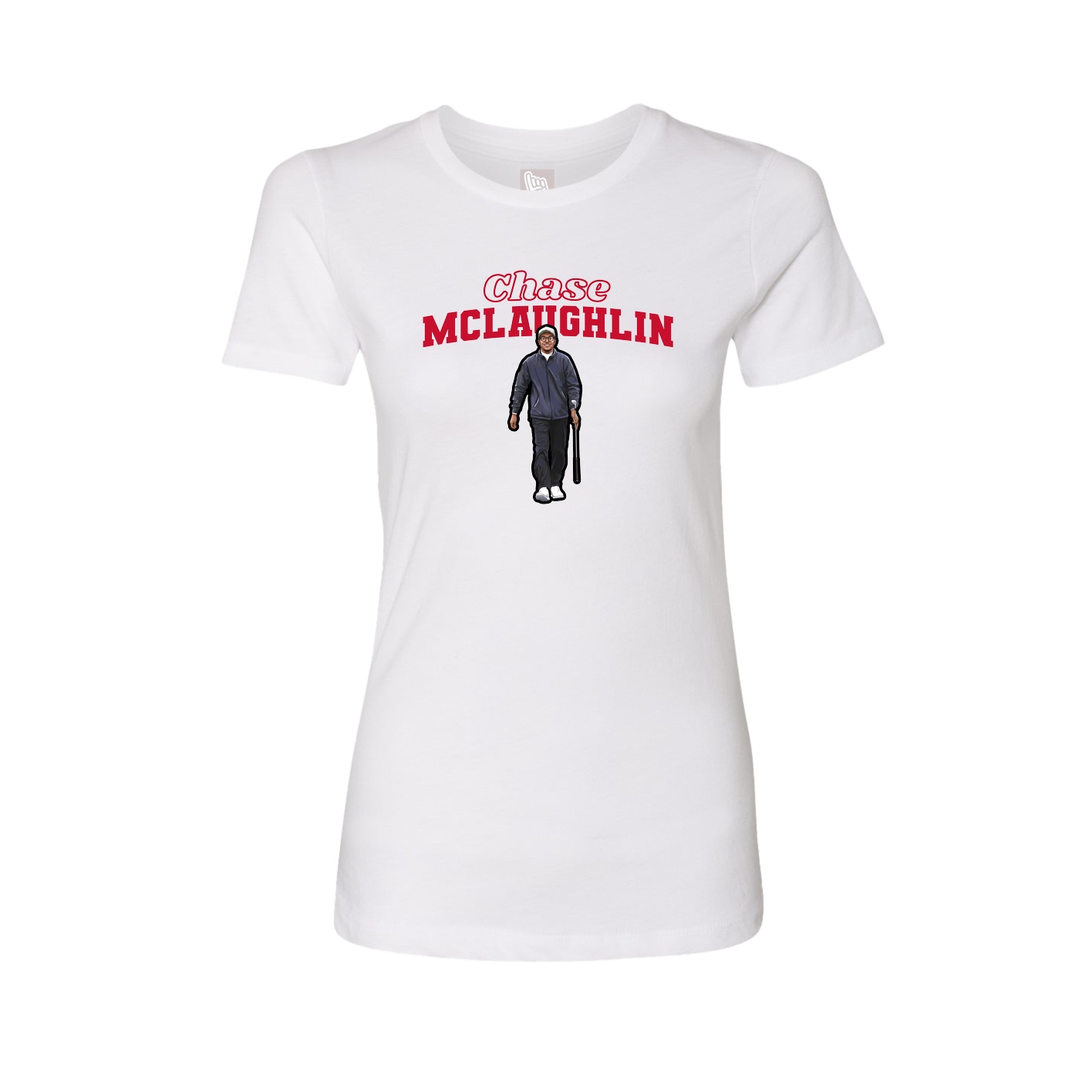 Fitted Women's Tee — Name Arch in White