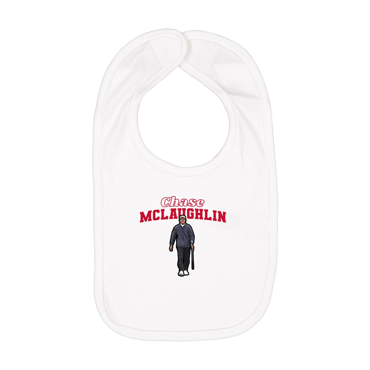 Infant Bib — Name Arch in White