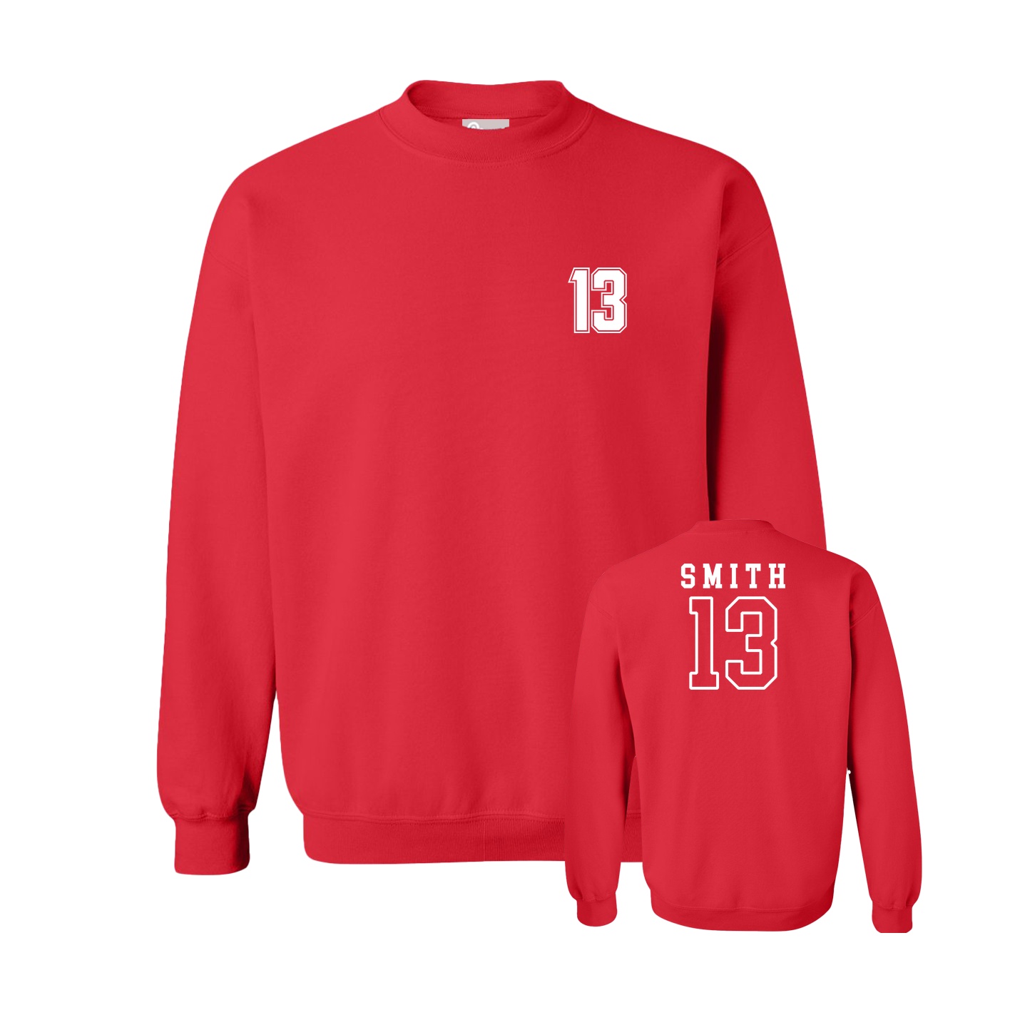 Fleece Crew — Chest Back in Red