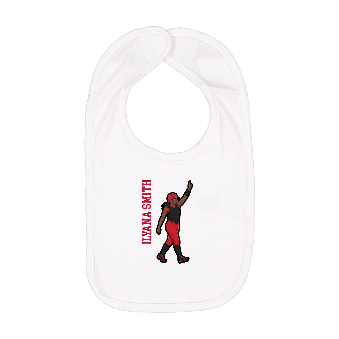 Infant Bib — Name Vertical in White