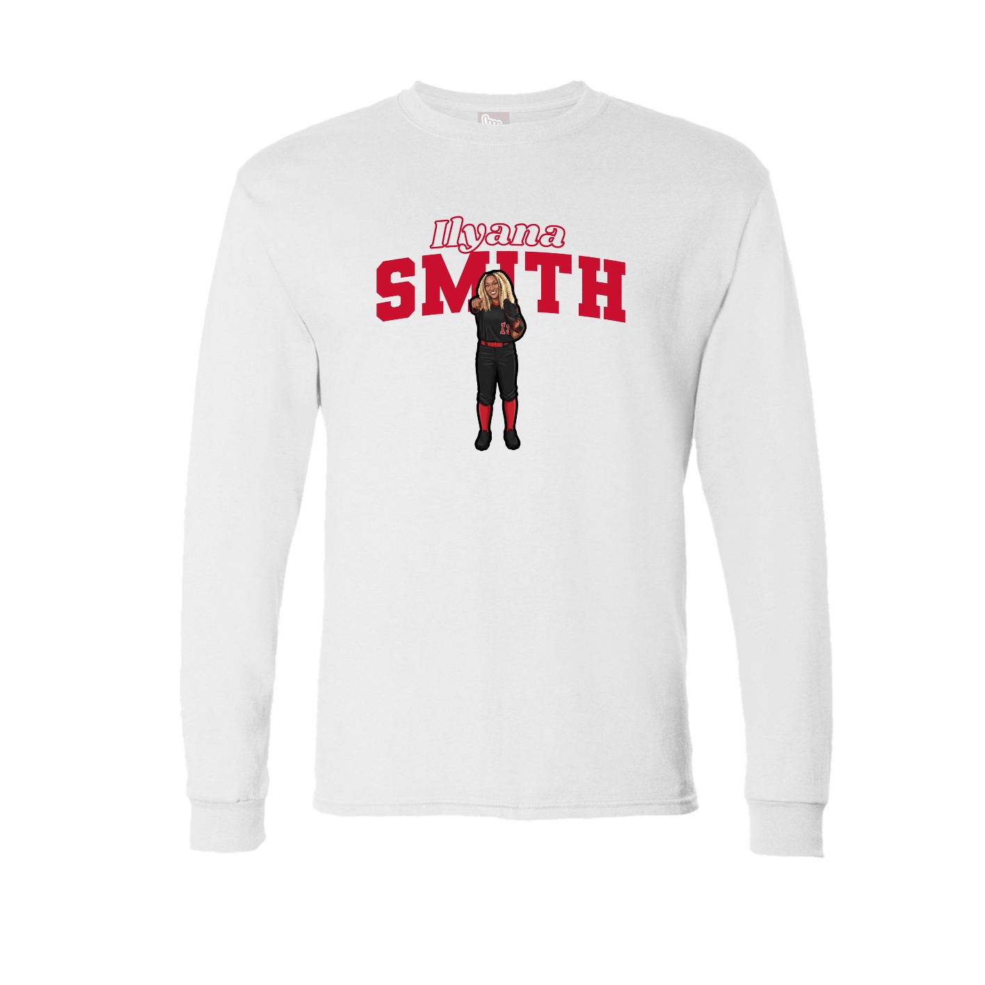 Long Sleeve Tee — Name Arch in White