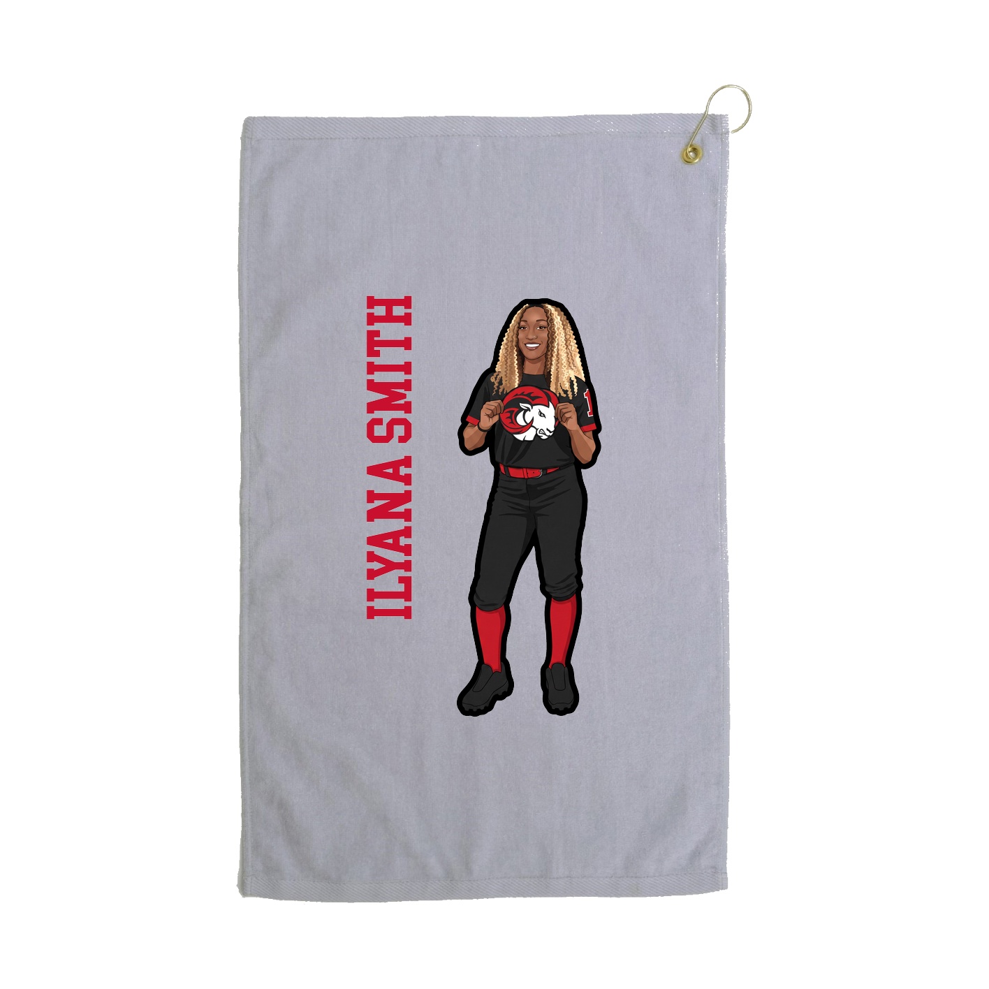 Golf Towel — Name Vertical in Grey