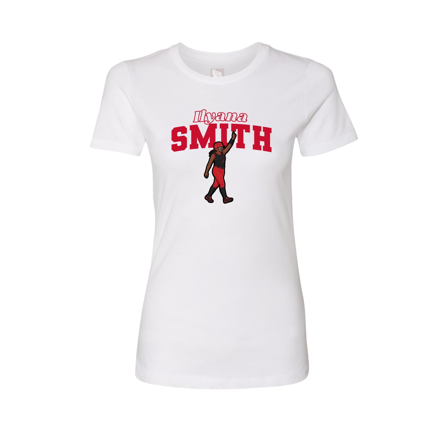 Fitted Women's Tee — Name Arch in White