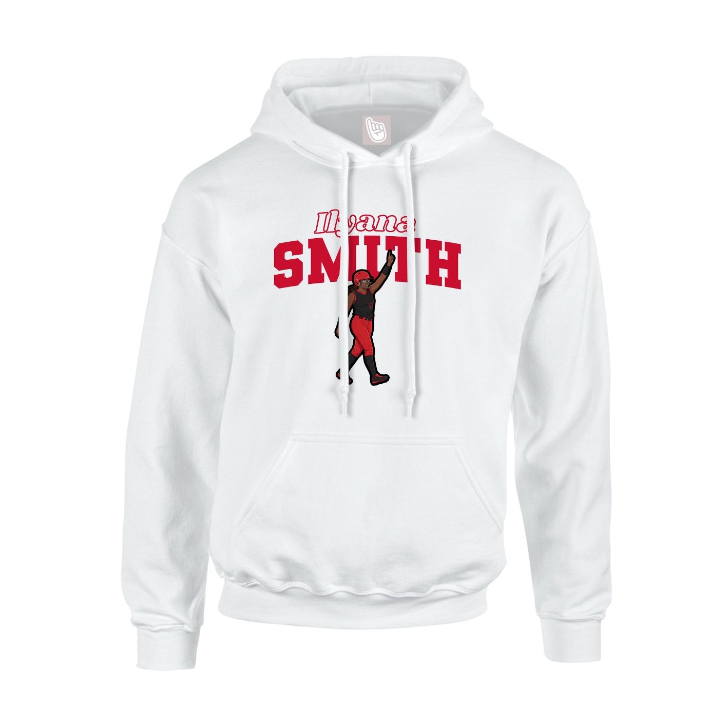 Youth Hoodie — Name Arch in White