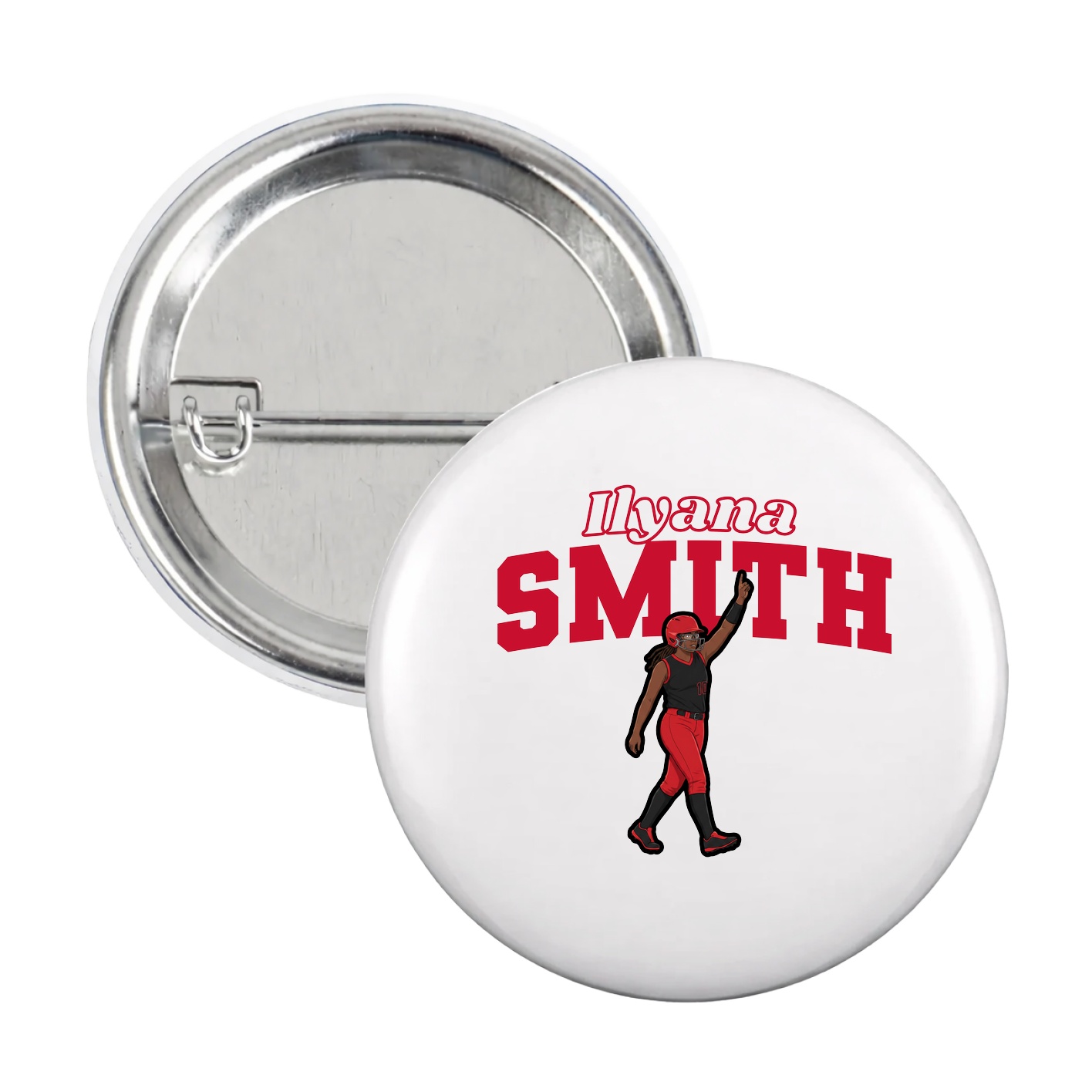 Game Day Button — Name Arch in White