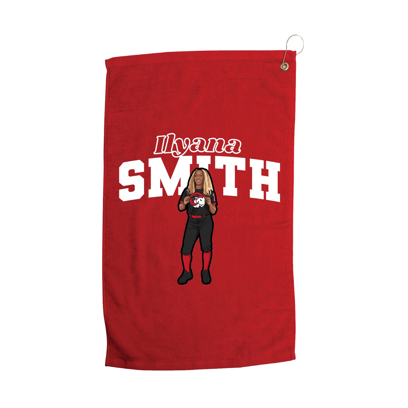 Golf Towel — Name Arch in Red