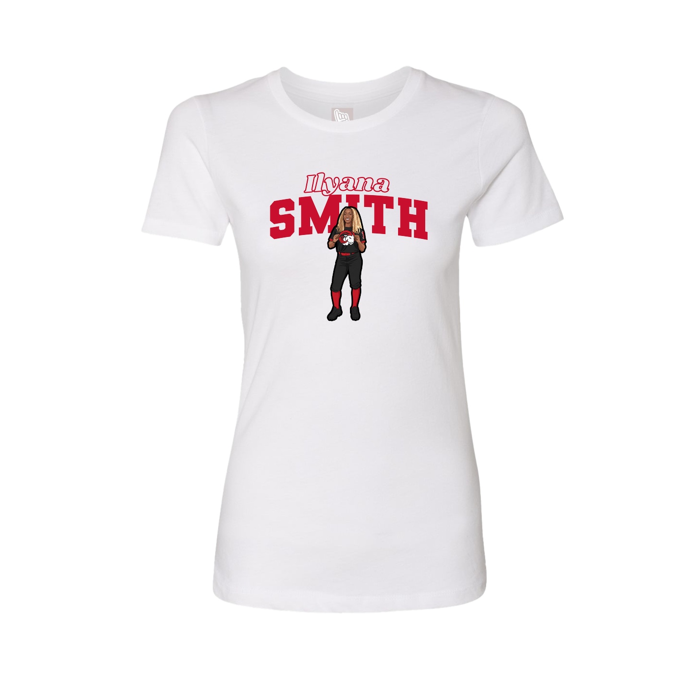 Fitted Women's Tee — Name Arch in White