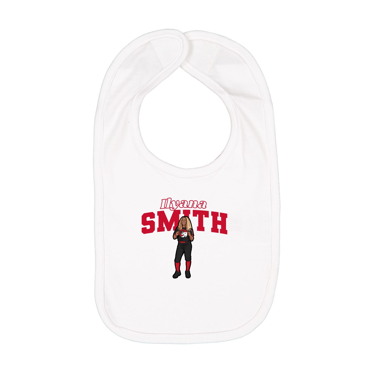 Infant Bib — Name Arch in White