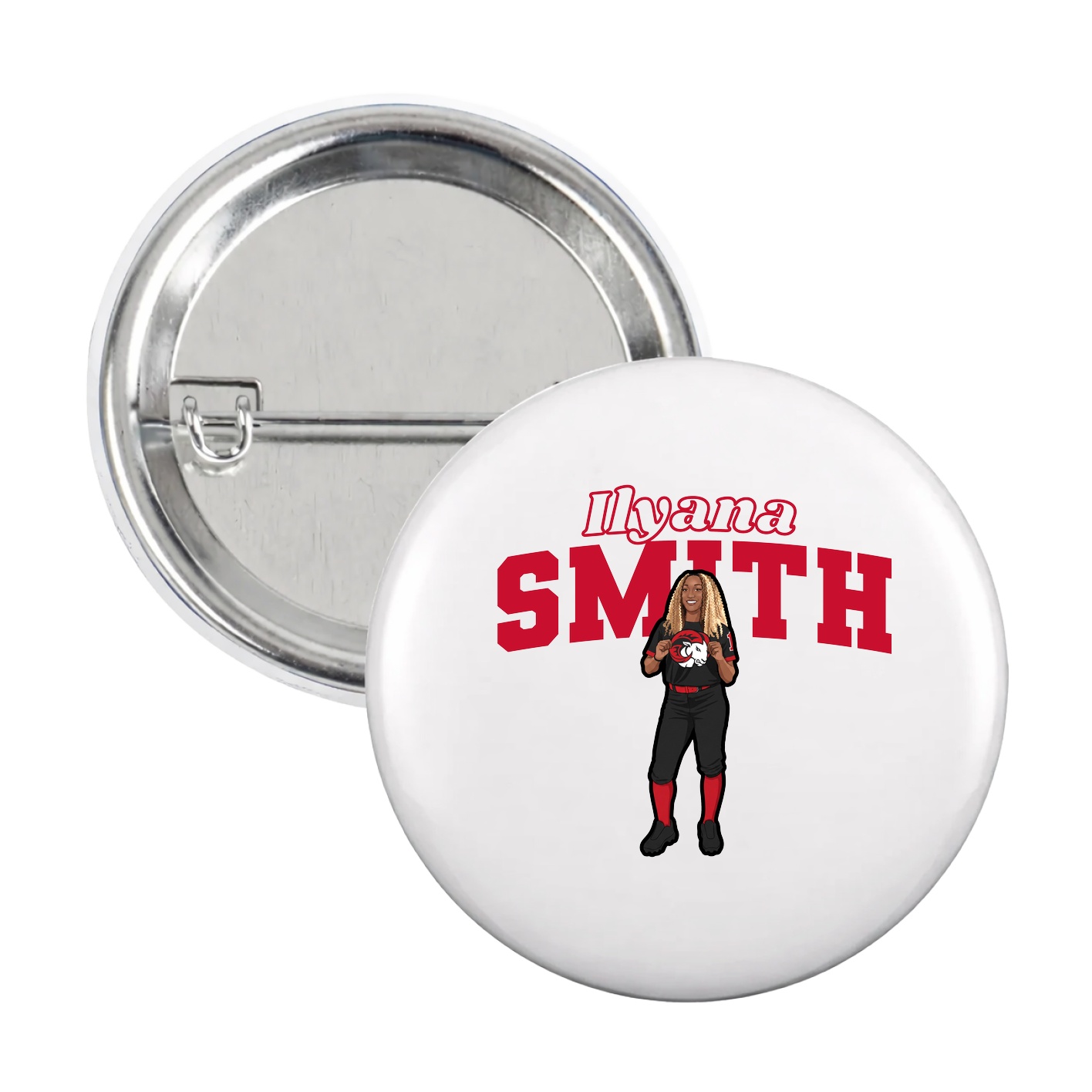 Game Day Button — Name Arch in White