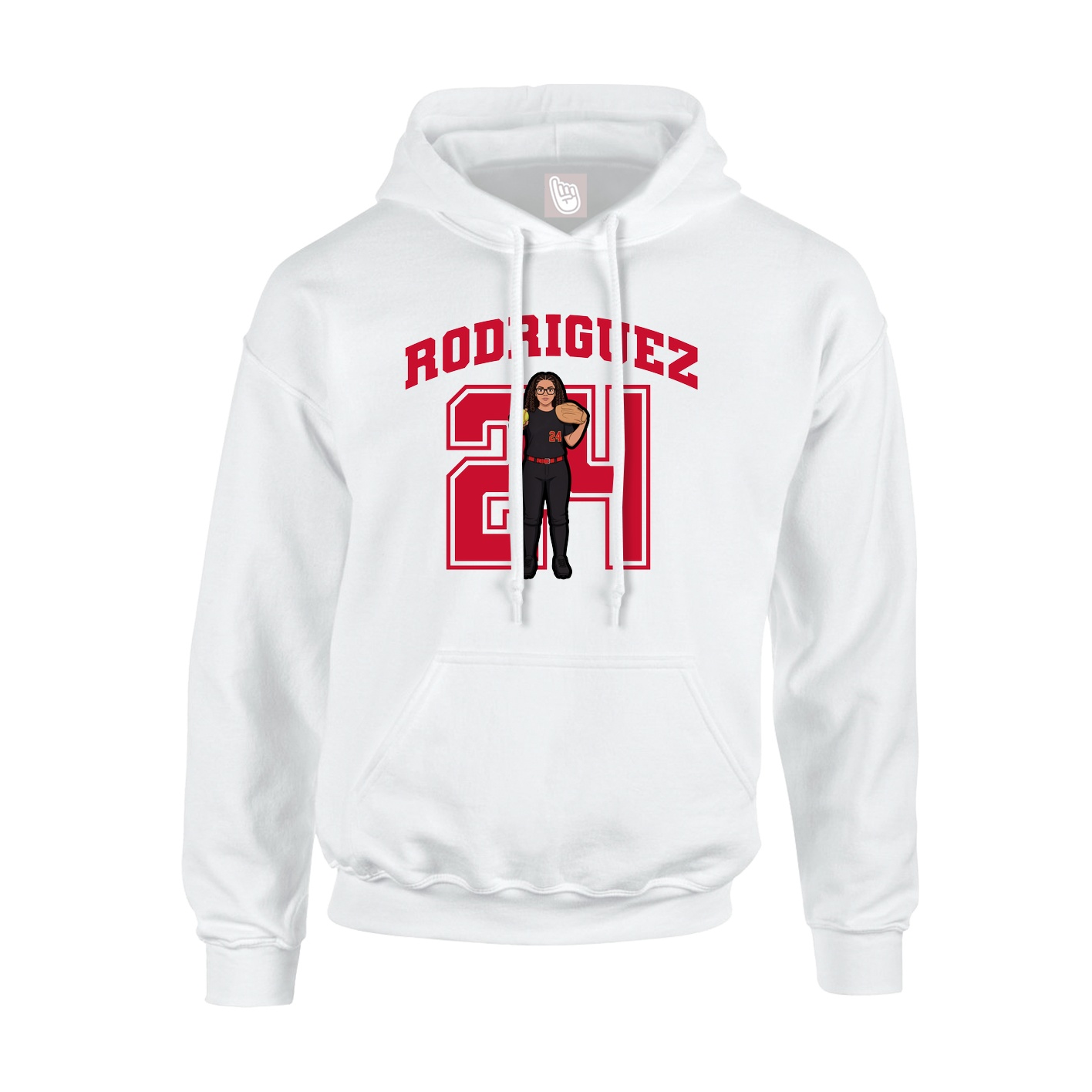 Youth Hoodie — Number in White