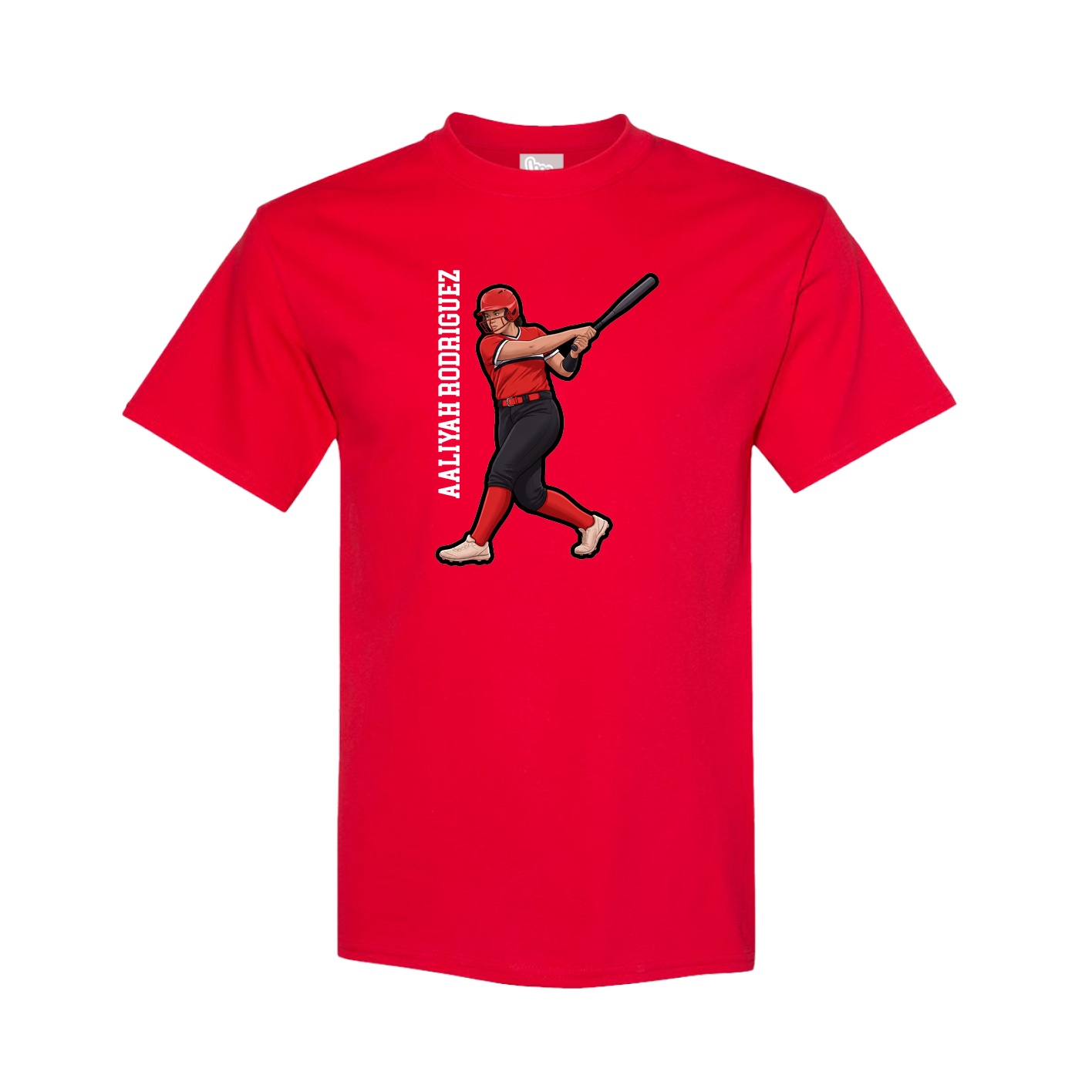 Tee — Name Vertical in Red