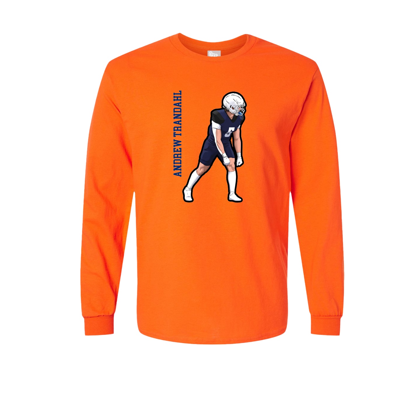 Long Sleeve Tee — Name Vertical in Orange