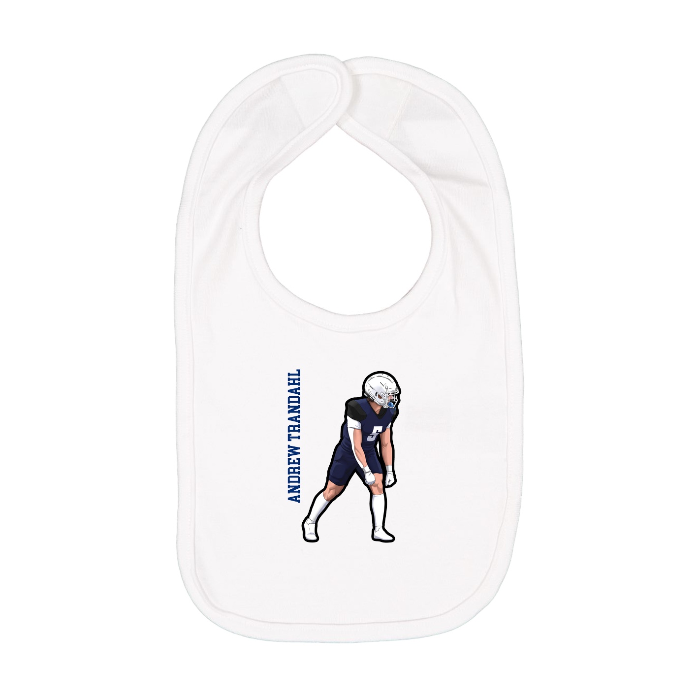 Infant Bib — Name Vertical in White