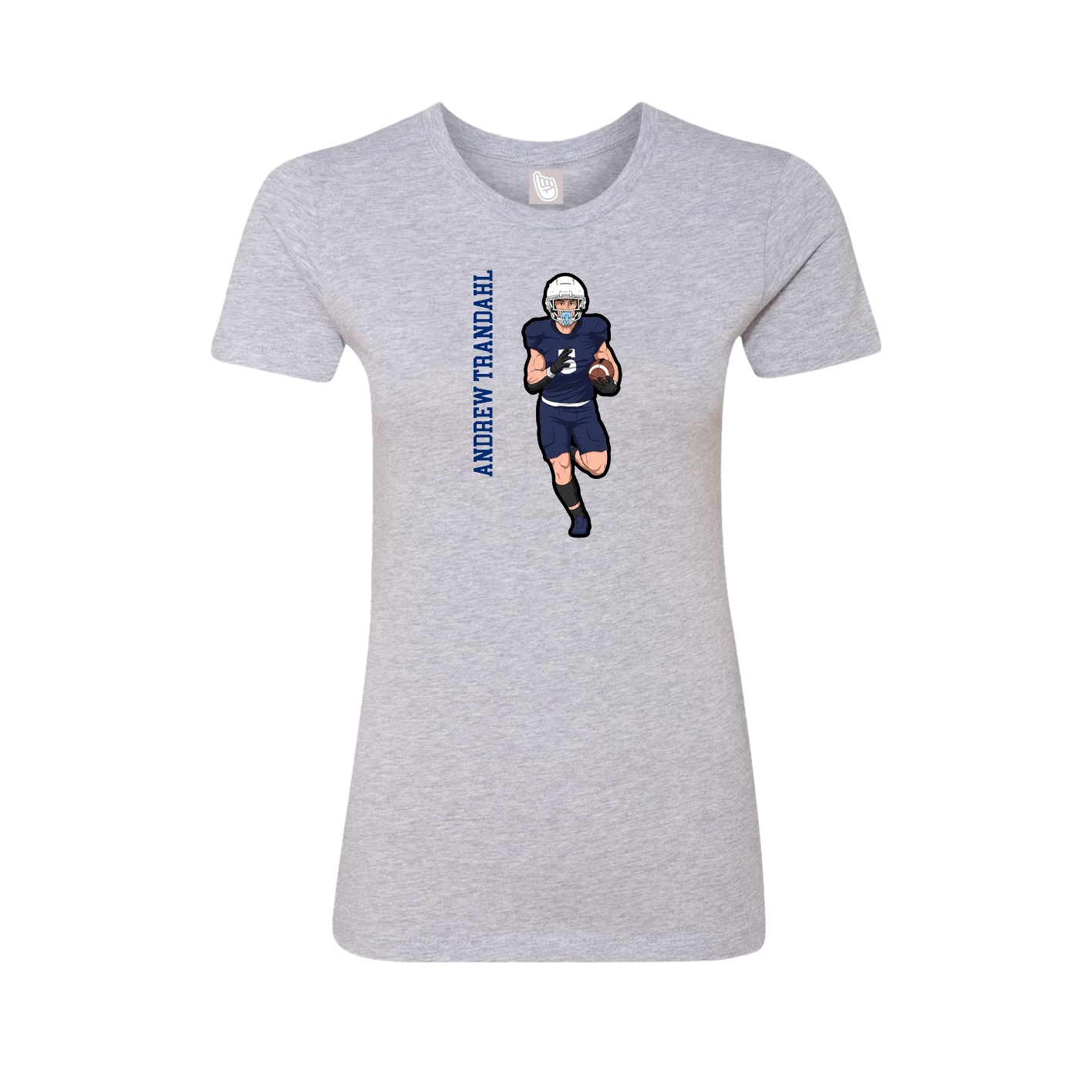 Fitted Women's Tee — Name Vertical in Grey
