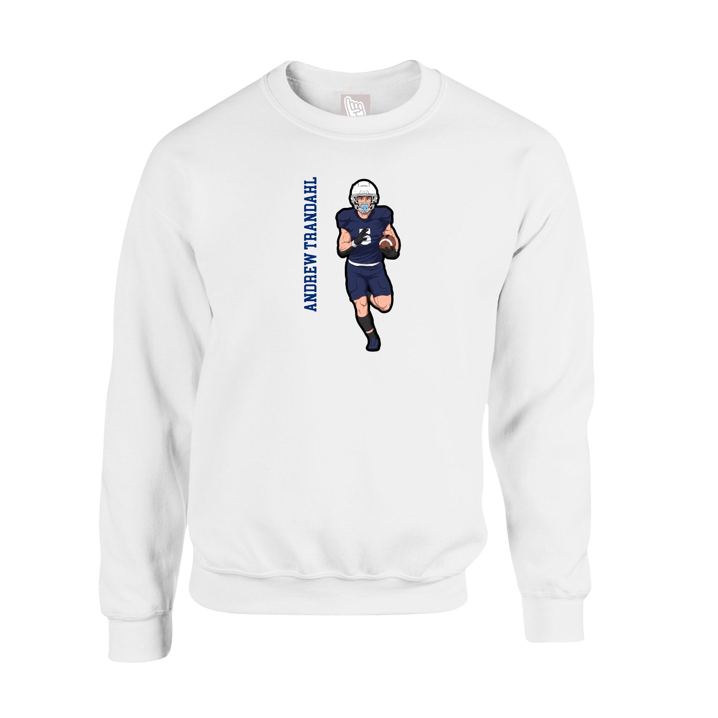 Fleece Crew — Name Vertical in White