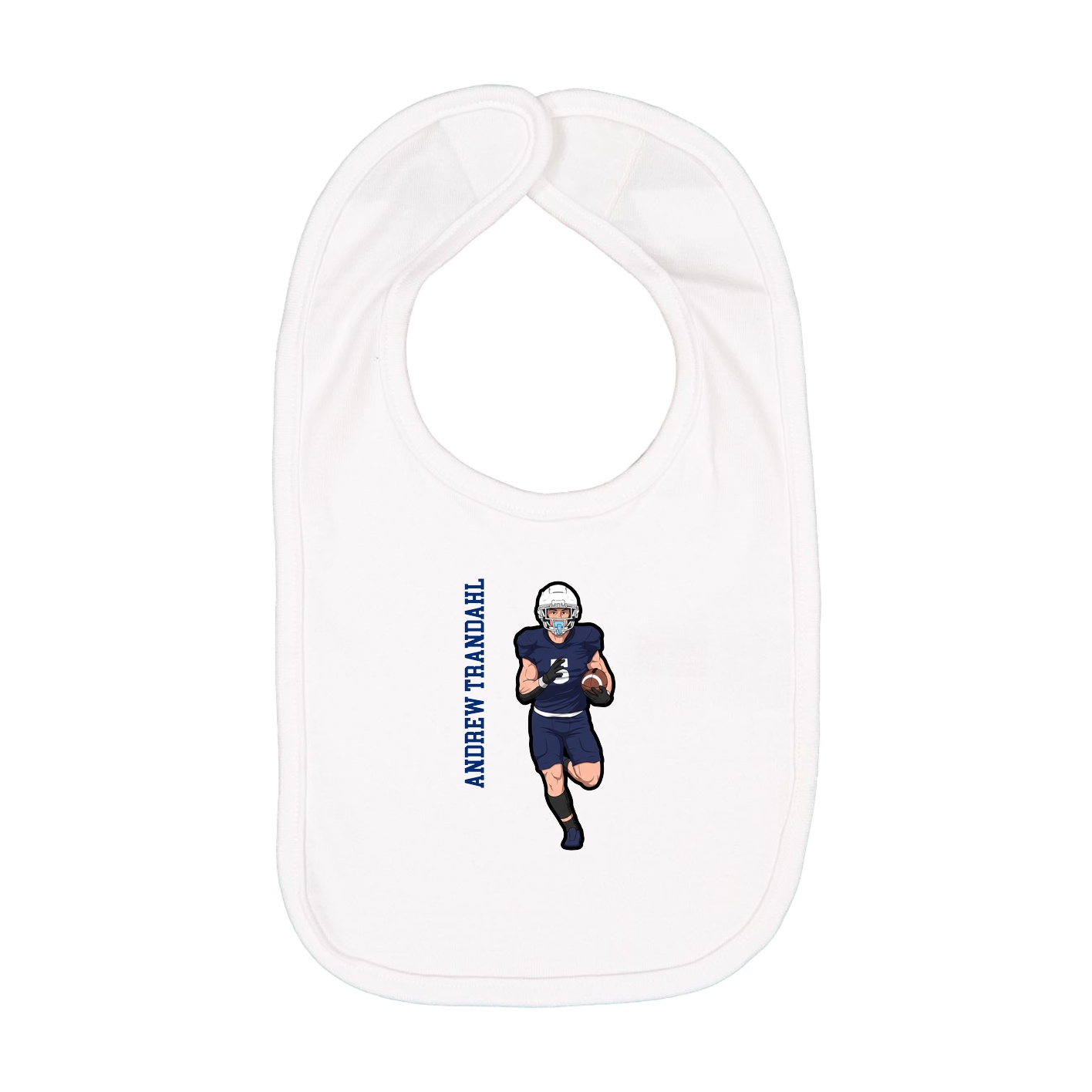 Infant Bib — Name Vertical in White