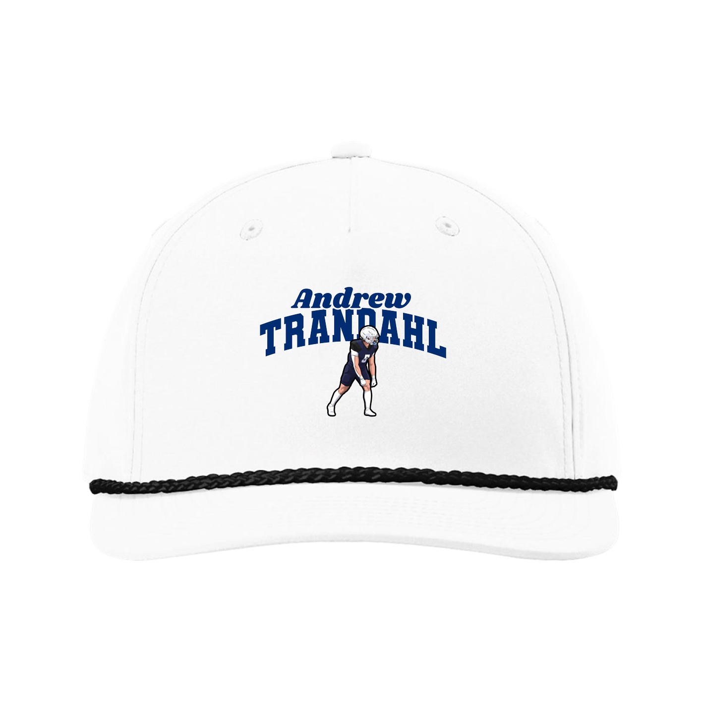 Five-Panel Classic Rope Cap — Signature Arch in White