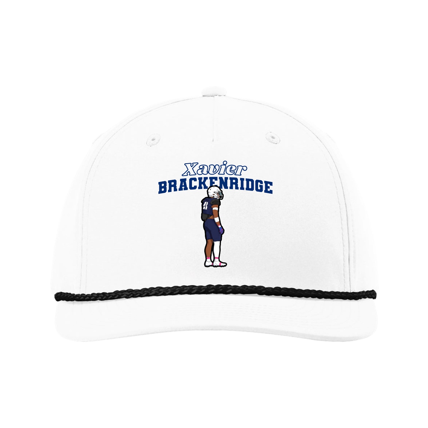 Five-Panel Classic Rope Cap — Name Arch in White