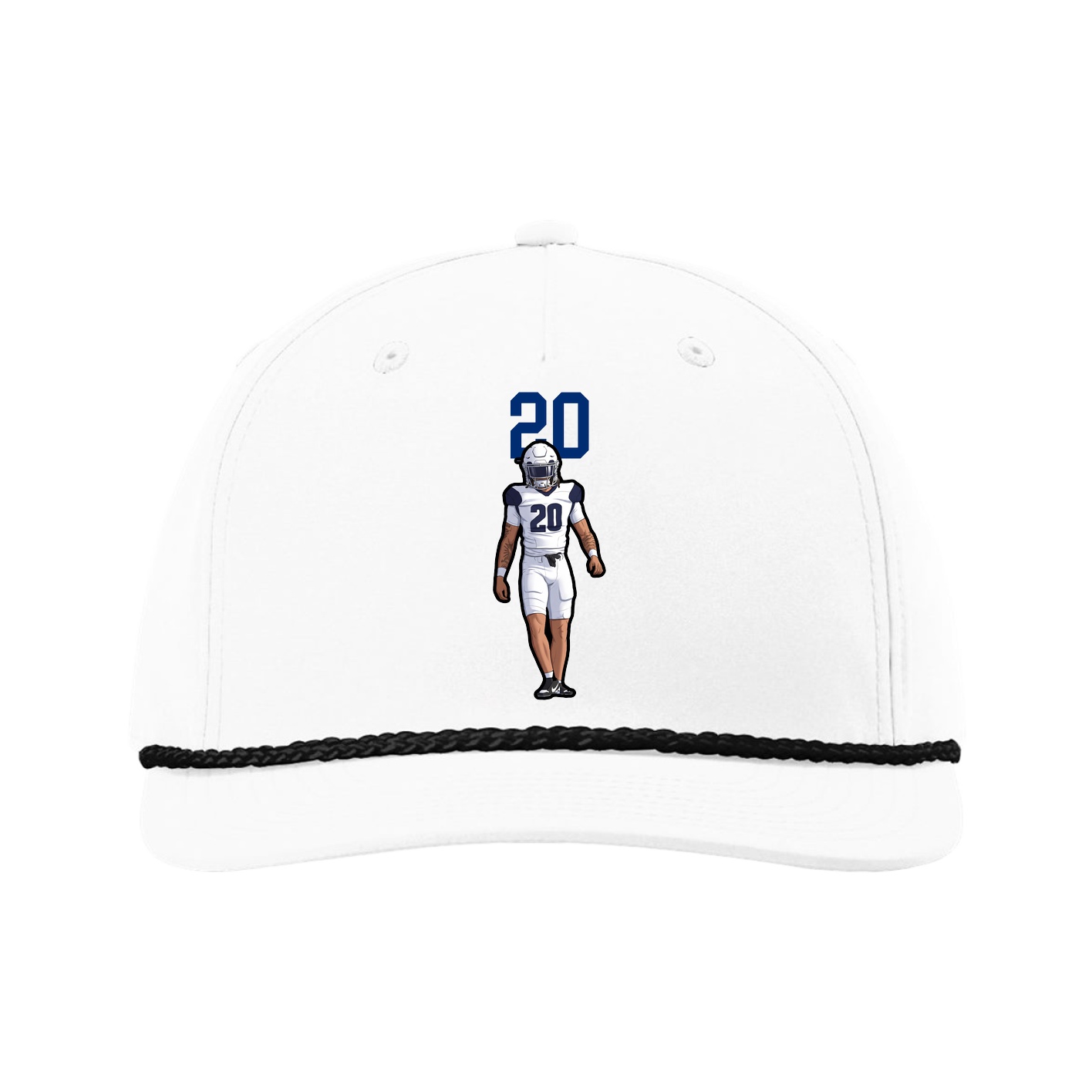 Five-Panel Classic Rope Cap — Number Top in White
