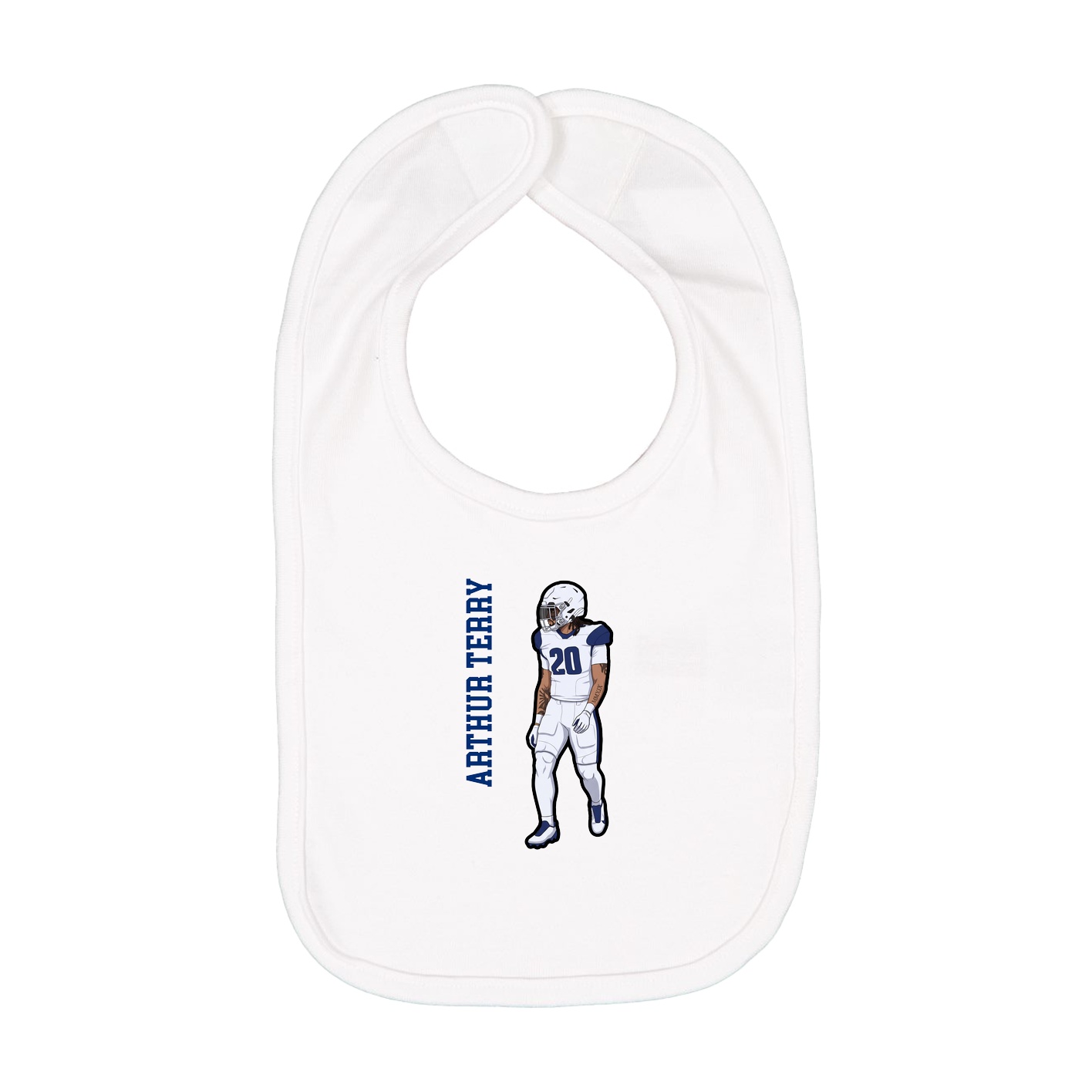 Infant Bib — Name Vertical in White