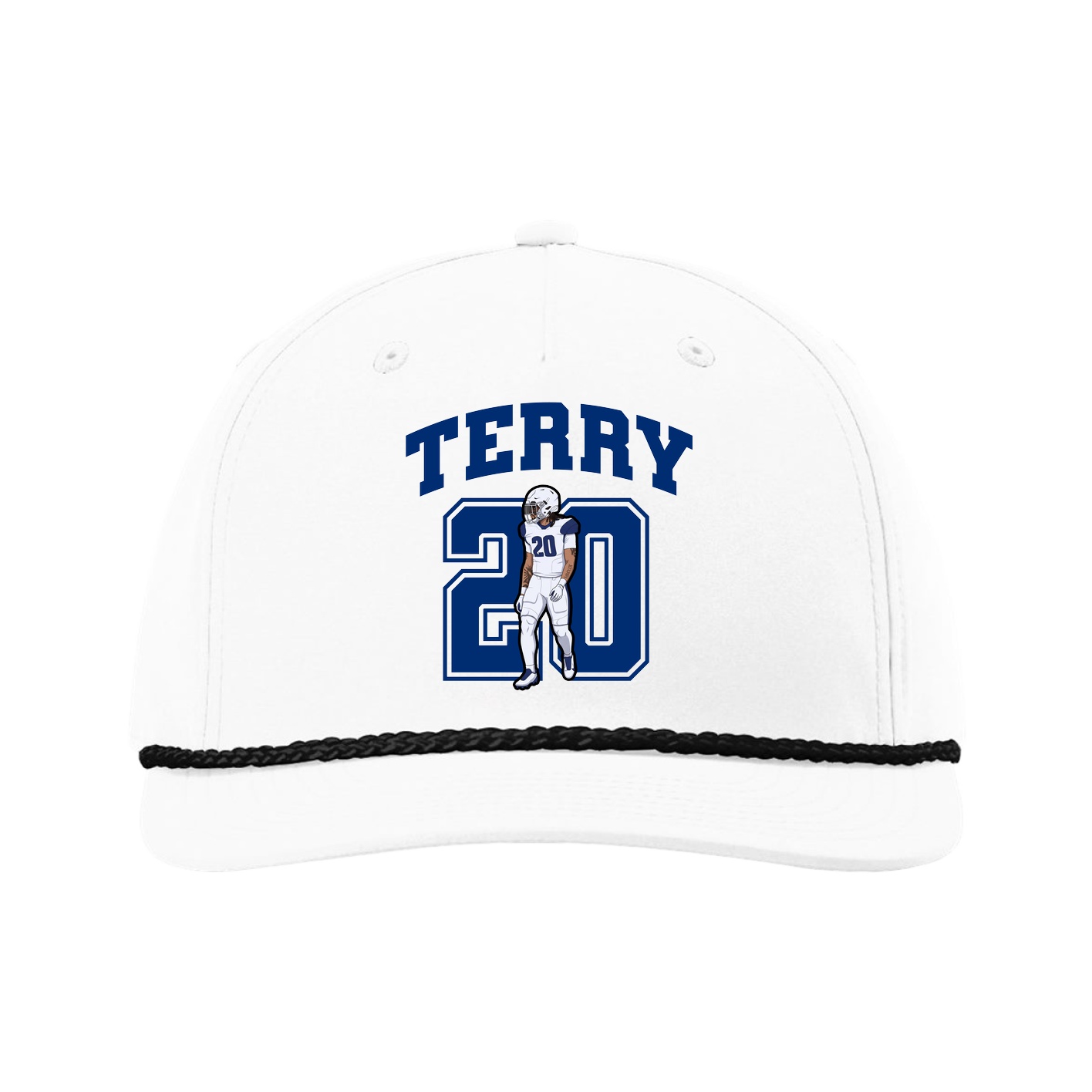 Five-Panel Classic Rope Cap — Number in White