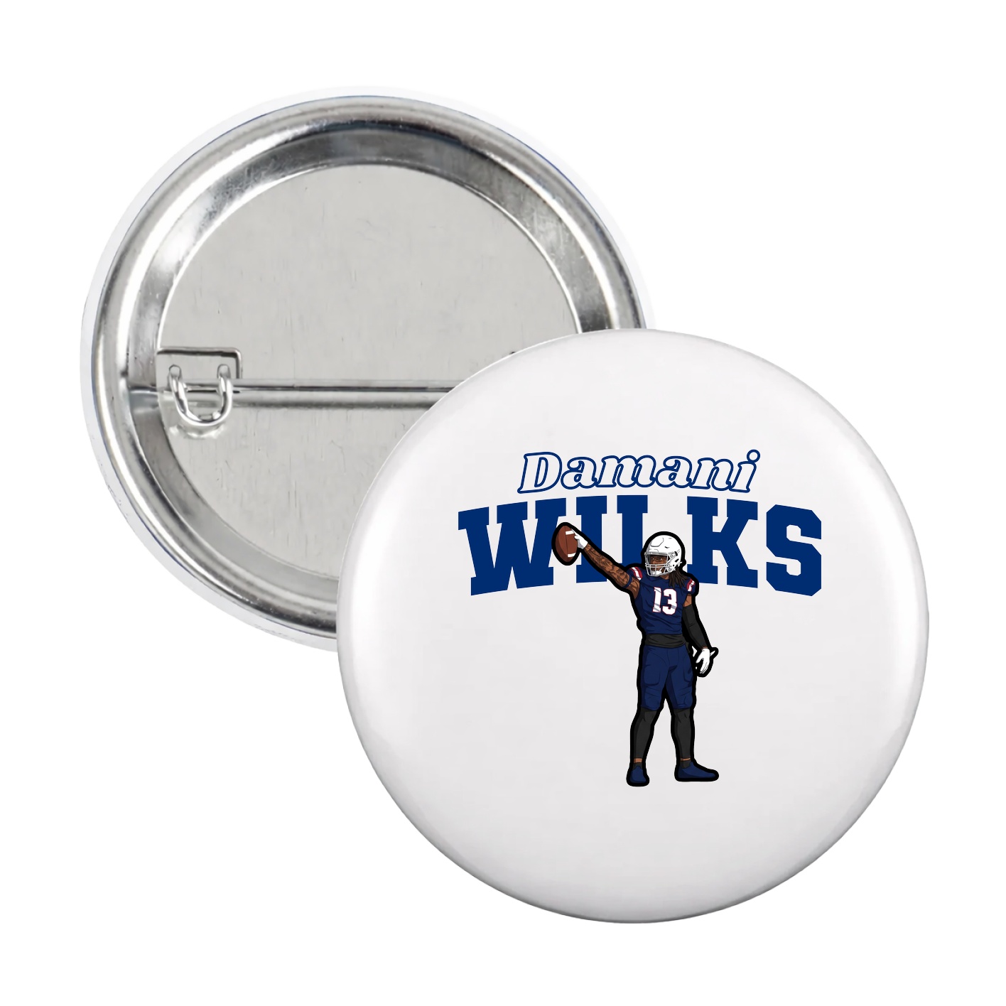 Game Day Button — Name Arch in White