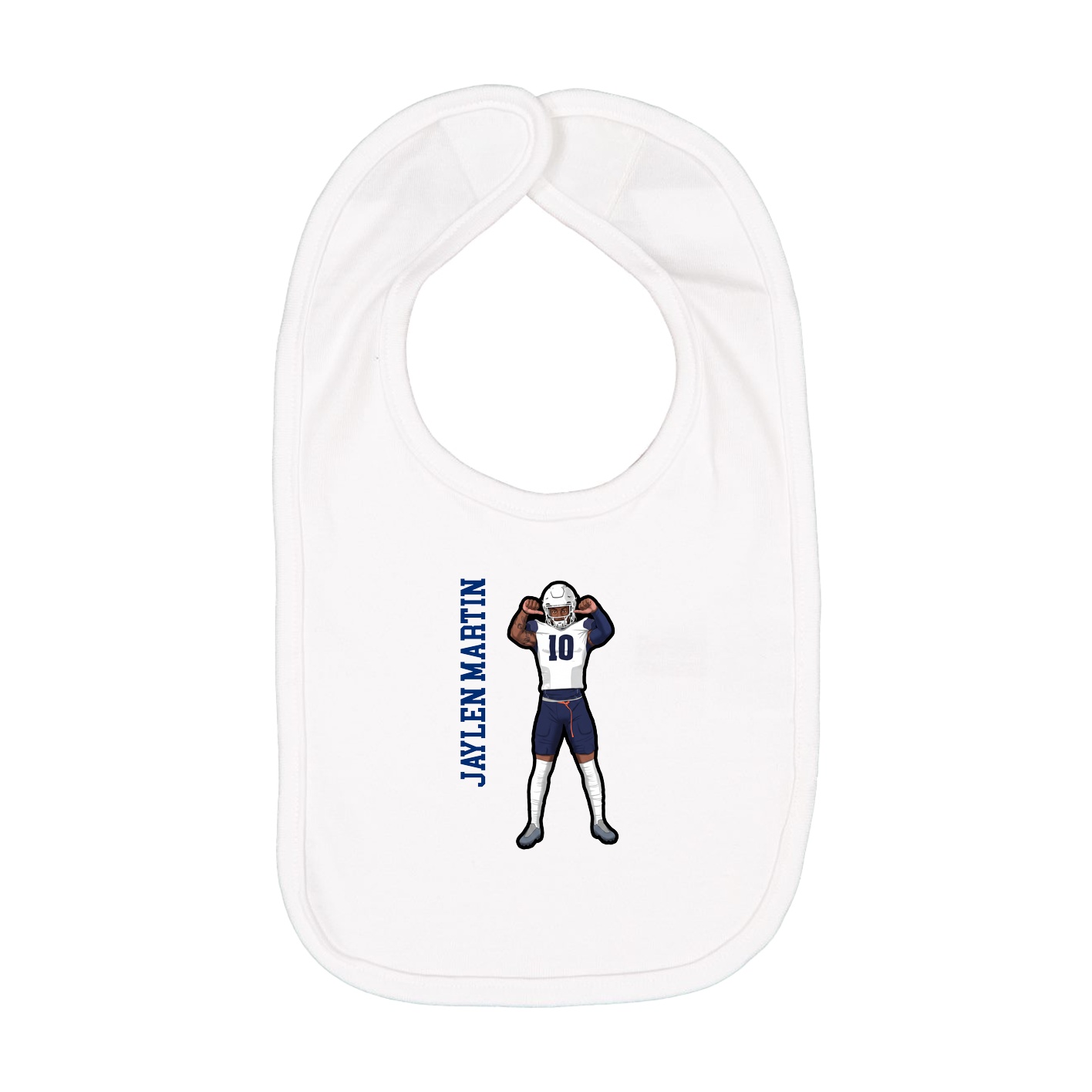 Infant Bib — Name Vertical in White