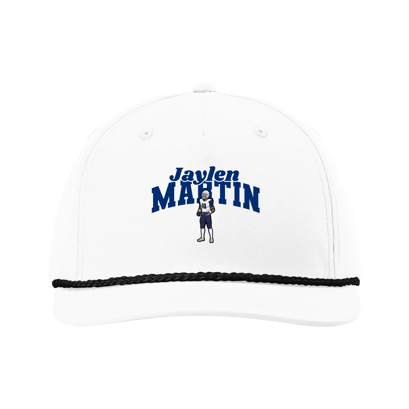Five-Panel Classic Rope Cap — Signature Arch in White