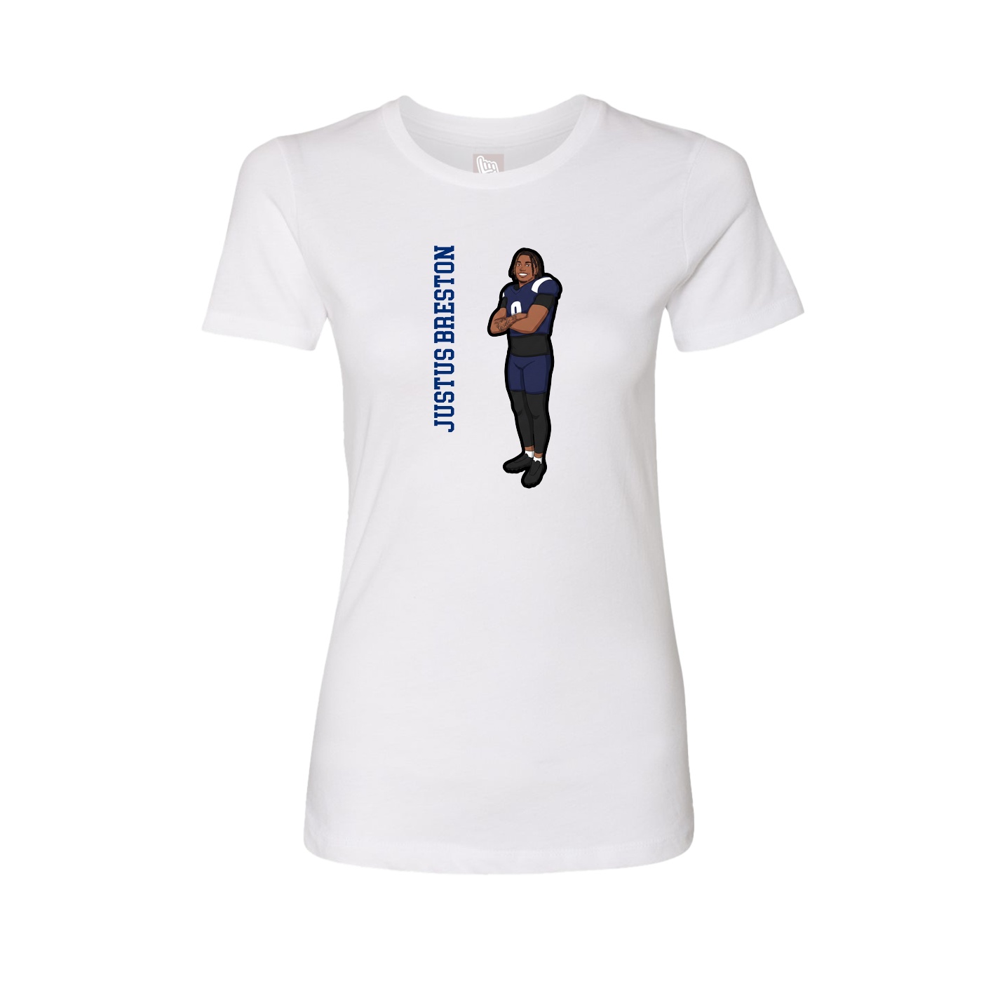 Fitted Women's Tee — Name Vertical in White